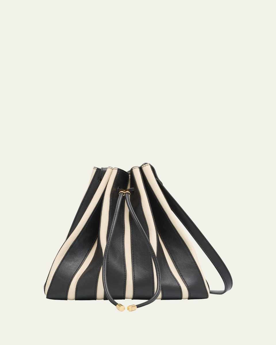 Alma Striped Leather Bucket Bag